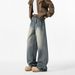 Men's Wide Leg Jeans – Straight Cut Relaxed Fit Denim Pants, Vintage Washed High-Rise Trousers With Raw Hem ( Distressed Detailing, Unisex Appeal)_mkmklike.com