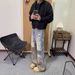 Men's American Retro Camouflage Patchwork Jeans – Fake Two-Piece Design, Cleanfit Straight Leg Pants With Distressed Detailing_mkmklike.com