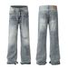 Men's Clothing High Street Washed Loose Wide Leg Large Hole Silhouette Flared Stacked Jeans Jeans_mkmklike.com