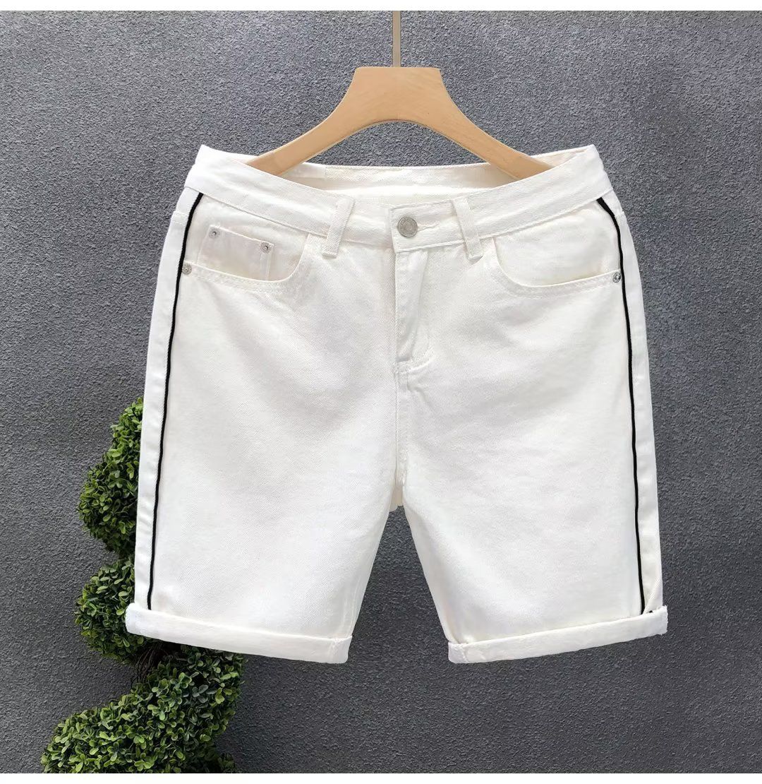 Men's Clothing Light Colored Washed Stretch Denim Shorts Casual Trendy Summer Wear_mkmklike.com