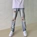Men's Trendy Ripped Skinny Jeans High Street European American Style Distressed Zipper Pants Spring Summer Retro_mkmklike.com