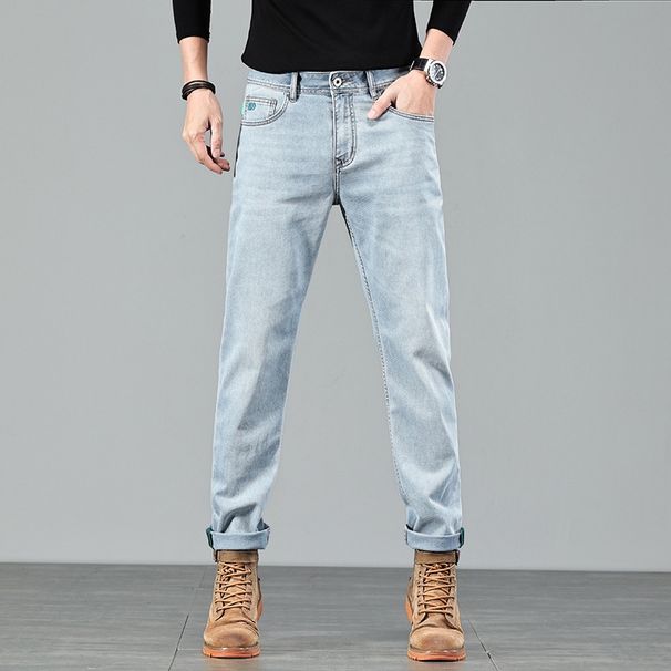 Pulse 2025 New American Style Men's High-end Light Color Spring Summer Slim Fit Fashion Small Straight Jeans For Men_mkmklike.com