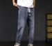 Large Size Men's Clothing 2025 New Badge Elastic Waist Jeans Men Plus Fat Plus Size Trendy Brand Jeans Men 300_mkmklike.com