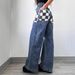 Women's Clothing New Products Fashion Casual Loose Plaid Contrast Color Women's Denim Trousers_mkmklike.com