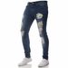 Fashionable Casual Men's Jeans With Personalized Holes, Slim Fit, Small Legs. Handsome And Versatile Pants_mkmklike.com
