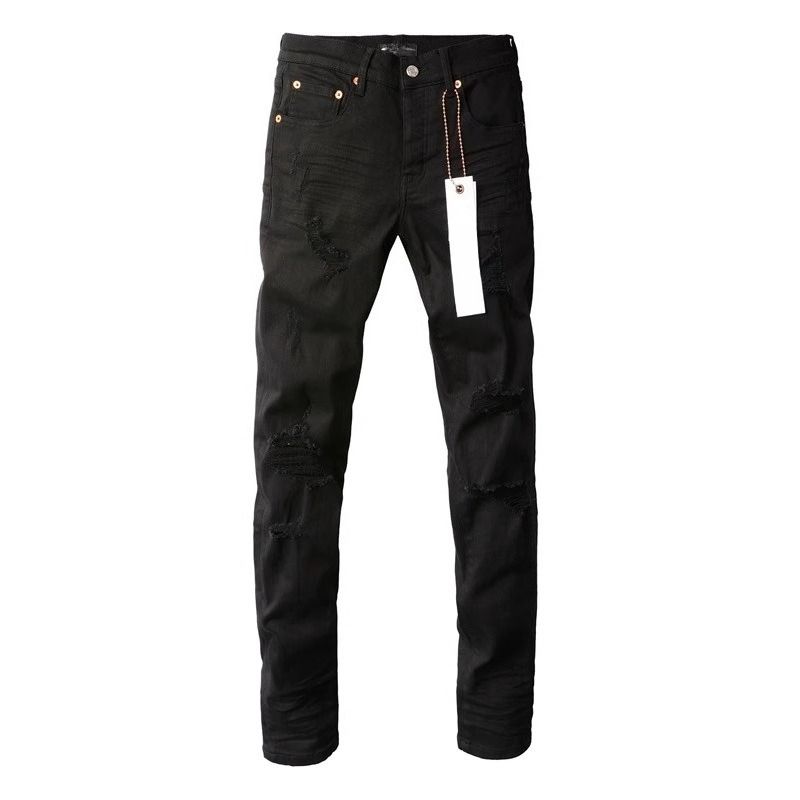 Matte Black Irregular Frayed Ripped Flare Jeans, Unisex American Street Hip Hop Y2K Biker Slim Stack Pants For Summer Daily Wear_mkmklike.com