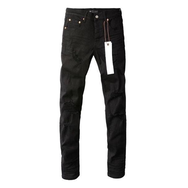 Matte Black Irregular Frayed Ripped Flare Jeans, Unisex American Street Hip Hop Y2K Biker Slim Stack Pants For Summer Daily Wear_mkmklike.com