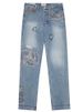 Men's Vintage Distressed Print Stretch Jeans - Retro Washed Denim Pants With Comfortable Straight Leg Fit For Casual Wear_mkmklike.com