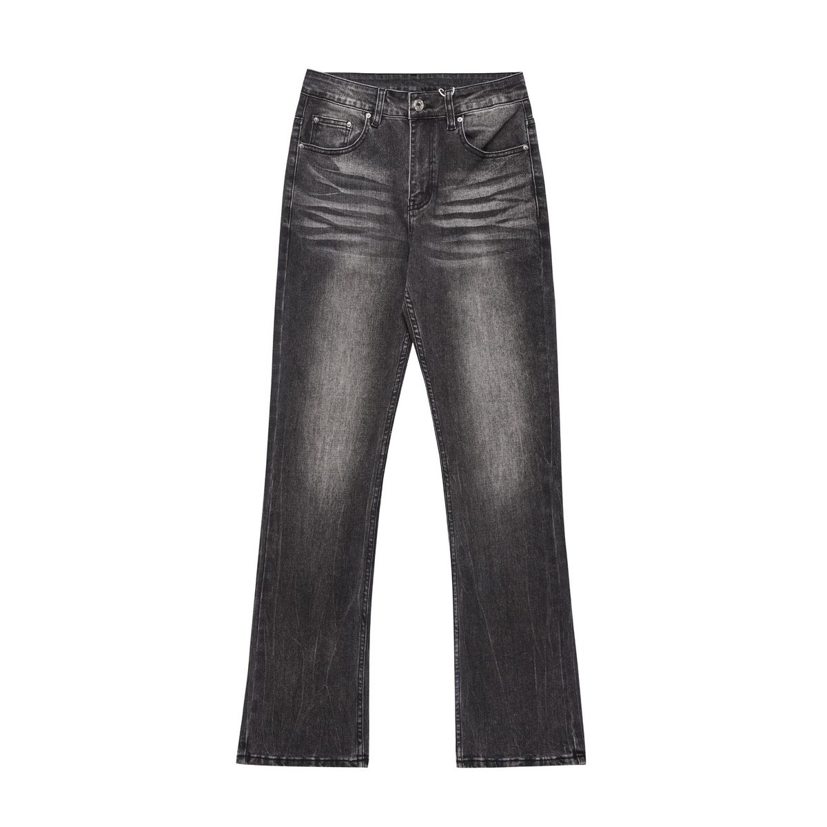 Men's Clothing Retro 2025 Style Trendy Street Washed Black Design Straight Through Micro Flared Men's Denim Trousers_mkmklike.com