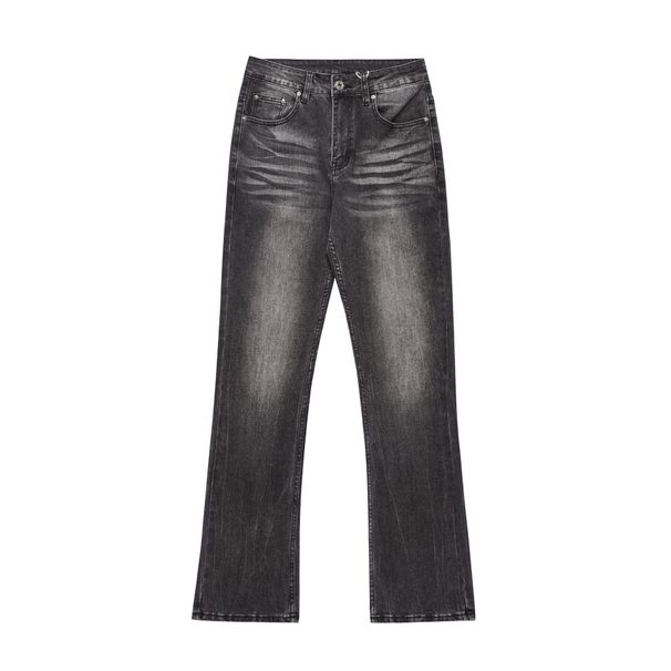 Men's Clothing Retro 2025 Style Trendy Street Washed Black Design Straight Through Micro Flared Men's Denim Trousers_mkmklike.com