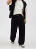 Black Men's Casual Trousers Loose Fitting Wide Leg Cotton Jeans Mid Waist Long Pants Machine Washable_mkmklike.com
