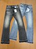 Men's Splatter Wash Flared Jeans - Distressed Hem Denim Pants (Vintage Cowboy Revival)_mkmklike.com