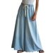 Women's Wide Leg Pants With Drawstring Elastic Waist New Washed Denim Jeans From Collection_mkmklike.com