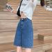 Women's High-Waisted Denim Shorts Summer Thin Style 5 Point Mid-Length Straight Leg Loose Fit Slimming Wide Leg 2026 New Fashion_mkmklike.com
