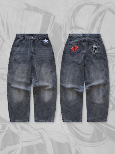 "Women's Slimming Washed Denim Jeans With Floral Embroidery – High Waist Stretch Skinny Pants For Casual & Date Night"_mkmklike.com