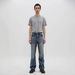 Cleanfit Wide-Leg Distressed Denim Jeans Vintage Blue Heavy Wash Digital Print Men's Clothing Pants_mkmklike.com