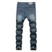 Men's Light Wash Distressed Straight Leg Jeans Vintage-Inspired Ripped Denim Pants for Casual And Streetwear_mkmklike.com