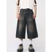 Retro Style Men's Jeans Loose Wide Leg Straight Cropped Design Loose Wide Leg Fit_mkmklike.com