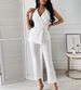 Women's Clothing White Sleeveless Suit Jumpsuit Long Pants-With Chain_mkmklike.com