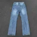 Men's Clothing Men's Ice Blue Ripple Wash Jeans - Straight Leg Retro Denim Pants (Vintage Slub Texture)_mkmklike.com