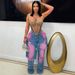 Women's Autumn/Winter Fashion Washed Distressed Denim Jeans Loose Stretch Patchwork Two Piece Trousers_mkmklike.com