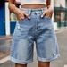 Distressed Roll-Up Denim Shorts – Vintage Washed Streetwear Cut-Offs For Men & Women (Blue/Black/Leopard/Love Print, S-Xxl)_mkmklike.com