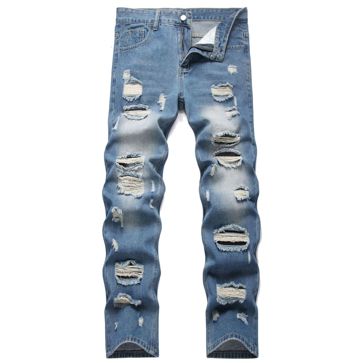 Men's Loose Fitting Ripped Jeans American Streetwear Brand Cool Casual Style_mkmklike.com