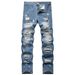 Men's Loose Fitting Ripped Jeans American Streetwear Brand Cool Casual Style_mkmklike.com