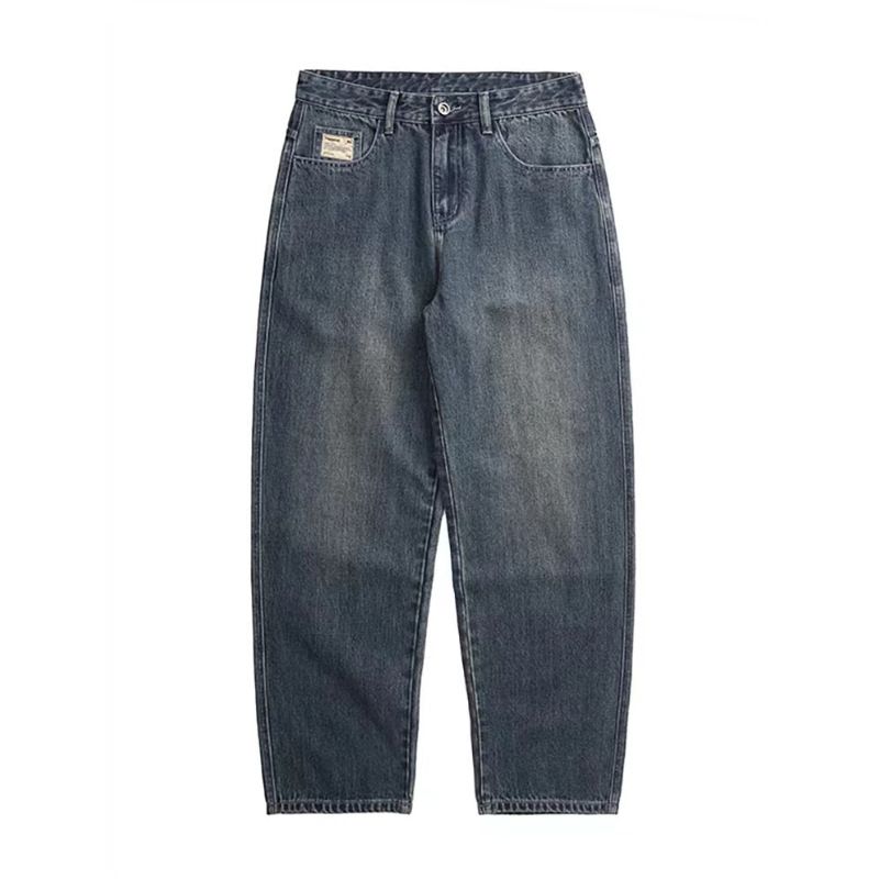 Nordmann Muqiu Clothing | Fleece-Lined Thickened American Cleanfit Washed High Street Jeans Men's Loose Straight Wide-Leg Pants_mkmklike.com