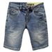 Blue Vintage Summer Men's Denim Five-Point Embroidered Scratched Washed Trendy Versatile Stretch Shorts_mkmklike.com