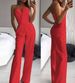 Women's spring and summer solid color splicing slim fit one-piece sleeveless long-sleeved one-shoulder jumpsuit_mkmklike.com