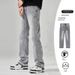 Men's Vintage Washed Denim Jeans - Relaxed Straight Fit, Hip Hop Streetwear, High Street Fashion, Casual Comfort For Urban Style_mkmklike.com