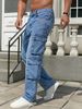 Men's Wide Leg Denim Jeans – Relaxed Fit Washed Blue Jeans, Non-Stretch Cotton (Lake Blue, S-XXL)_mkmklike.com