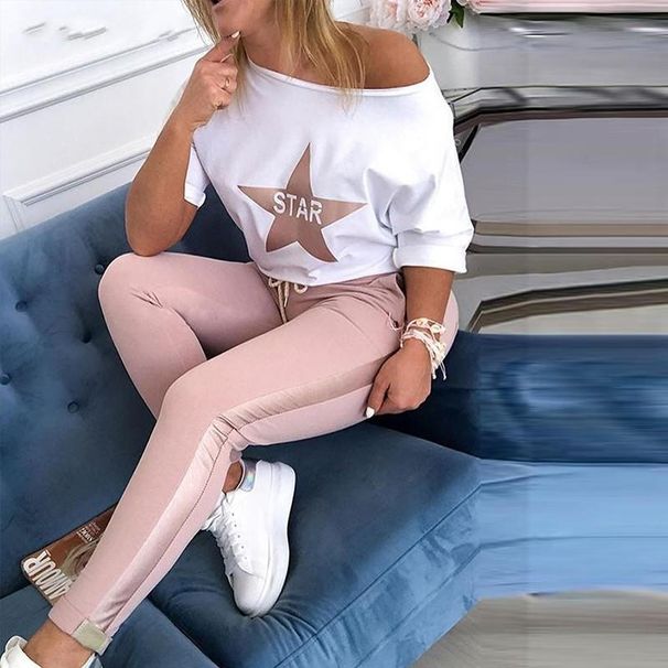 Women's Clothing star letter print casual sports suit_mkmklike.com