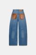 European And American ZA Cross-border RA Foreign Trade Wholesale Leather Patchwork Washed For Women, Baggy Low-waist_mkmklike.com