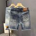Men's Slim Fit Stretchy Denim Shorts Gray Mid-Length Casual Embroidered Versatile Summer Thin Five Point Trendy Online Popular_mkmklike.com