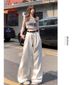 White Wide-leg Jeans Women's Trend Versatile New High-waisted Thin Pleated Lazy Drape Straight Floor-mopping Trousers_mkmklike.com