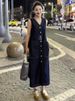 ELLE Sleeveless Denim New Style, Light Feel, Super Beautiful, Elegant Long Dress For Women, Spring Summer_mkmklike.com
