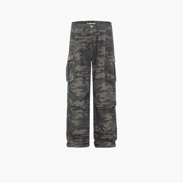 Men's Clothing Retro Washed Camouflage Pocket Workwear High Street Straight Loose Wide Leg Drop Feel Jeans_mkmklike.com