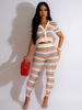 Women's Clothing summer new sexy knitted contrast color short sleeved trousers tight suit_mkmklike.com