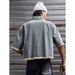 Men's Trendy Summer Retro Washed Distressed Embroidered Denim Shirt Loose Top Short Sleeved American Style_mkmklike.com