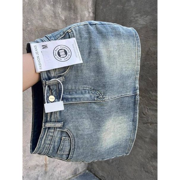 Women's Clothing Large Size Retro Denim Skirt Spring New Style High Waist Elastic Slim Hip Skirt Anti Exposure Short Skirt_mkmklike.com