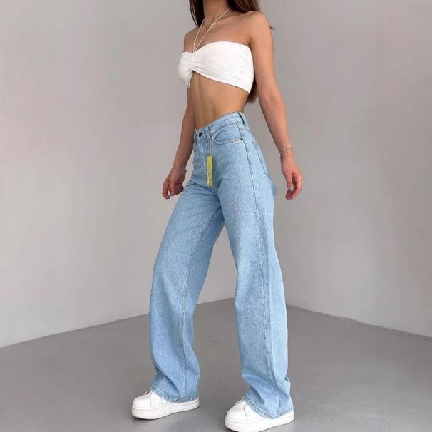 High Street plus Size Straight Leg Jeans for Women Fashionable Slim Fit Trousers Elegant Russian Cross Border Trade Style Spring Autumn_mkmklike.com