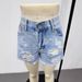 Women's Clothing Distressed Slim Fit Tassel Denim Stretch Comfort Shorts Casual Jeans For Ladies_mkmklike.com