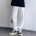 Summer Trendy High Street Vibe Style White Ripped Jeans Men's American Loose Straight Leg Casual Versatile Long Pants_mkmklike.com