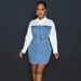 Women's Clothing Denim Splicing Temperament Commuter Shirt Dress_mkmklike.com