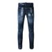 Men's Clothing High Street Rainbow Embroidered Letters Micro Flared Slim Jeans Men's Old Retro Hip Hop Patchwork Pants_mkmklike.com