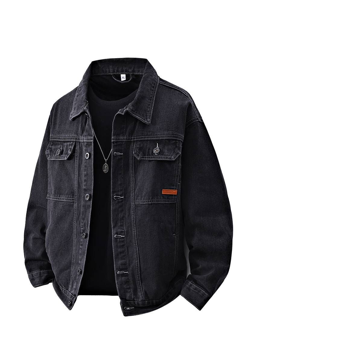 Men's Clothing High End Denim Jacket For Men Autumn And Winter Thick Korean Style Embroidered Long Sleeved Top Douyin Retro Versatile Men's Jacket_mkmklike.com