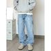 Men's Clothing Men's Hip Hop Retro Washed Distressed Straight Jeans Casual Wide Leg Pants Summer Logging For Formal & Casual_mkmklike.com