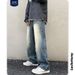 LKTM Wear # American Loose Wide Leg Jeans Men's Trendy Brand Street Hip Hop Straight Long Pants_mkmklike.com